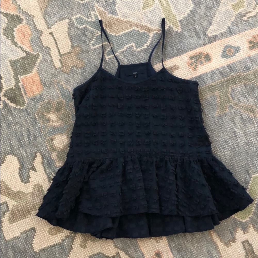 Tibi Navy Blue Eyelash Tank